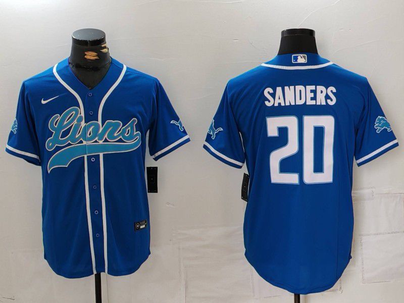 Men Detroit Lions #20 Sanders Blue Second generation joint name 2024 Nike Limited NFL Jersey style 4->detroit lions->NFL Jersey